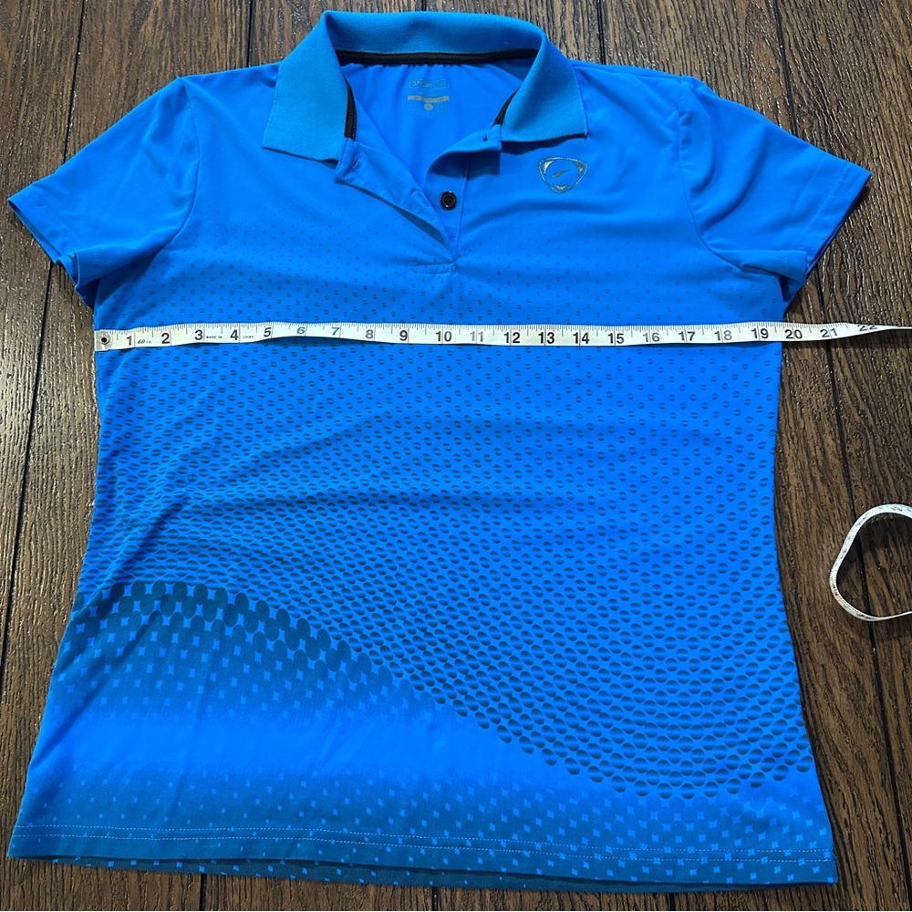 Women’s activewear cobalt Blue Polo Shirt with Pattern
